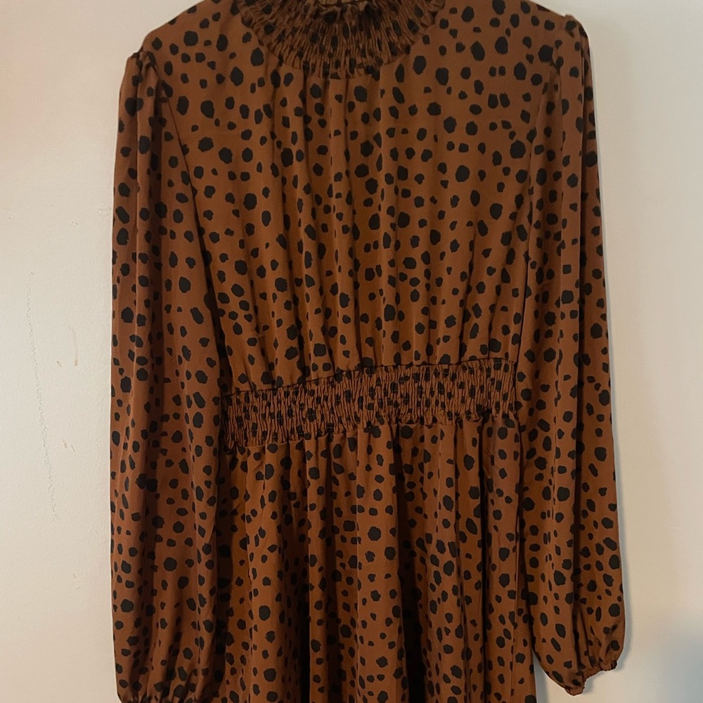 Shien brown and black polka dot dress,
